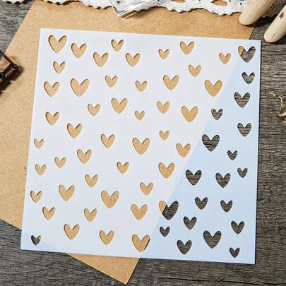 1/2 piezas de plantillas de plástico con forma de corazón, plantillas de pintura para manualidades DIY, scrapbooking, relieve, tarjetas, cumpleaños, Día de San Valentín, regalos fotográficos, tarjetas de felicitación/agradecimiento, vuelta a la escuela