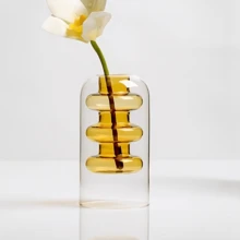 1pc Classic Geometric Glass Vase - Multi-Functional Transparent Vase, Suitable For Home Fragrance, Aromatherapy, Hydroponics, Floral Arrangement, Living Room And Office Decor - Ideal For Christmas, Halloween, Easter, Thanksgiving - Vase - View 4