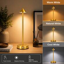 LED Rechargeable Multifunctional Desk Lamp, Built-In 1800mAh Lithium Battery, Touch Switch, Three-Color Lighting, Adjustable Brightness, Home Decor Night Light, Metal Body, Suitable For Bathroom, Living Room, Study, Bedroom, Dining Room, Holiday Gift - Desk Lamp - View 11