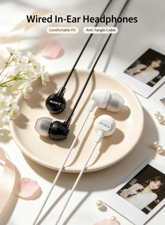 Sony MDR-EX15LP Wired In-Ear Earphones, Jelly Gradient Semi-Transparent, Anti-Tangle Noise Isolating, Compatible With Phones And Computers