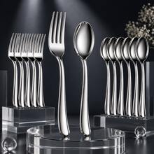 10/25/50pcs Silver High-Quality Tableware, Perfect For Dinner Parties And Events: Birthday, Carnival, Ramadan/Wedding, Holiday Tableware, Event Dining Utensils, Decorative Tableware Valentine's Day Decor, Easter Decor, Lightweight Tableware, Smooth Surface - Silver - View 2