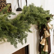 Dense Pines Realistic Touch Garland Ornaments, Greenery Artificial Pine Cypress Garlands For Christmas Holiday Mantle Fireplace Table Home Decor Real Touch Artificial Pine Greenery Christmas Garlands For Table Fireplace Wall Home Indoor Outdoor Decor - Green - View 10