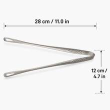 1pc Stainless Steel Food Tongs, Steak BBQ Food Gripper, Cake Dessert Tongs, Suitable For Cooking, Serving, Grilling, Salad, Essential Kitchen Tool For Home - Silver - View 9