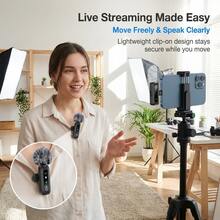 HITOZON Professional Wireless Lavalier Lapel Microphone, Plug-And-Play Omnidirectional Condenser Clip-On Mic, Noise Reduction, Receiver Powers & Charges Phone, Auto Pairing, For Live Streaming, Vlogging, Podcasting, Interviews, Video Recording - Black - View 2