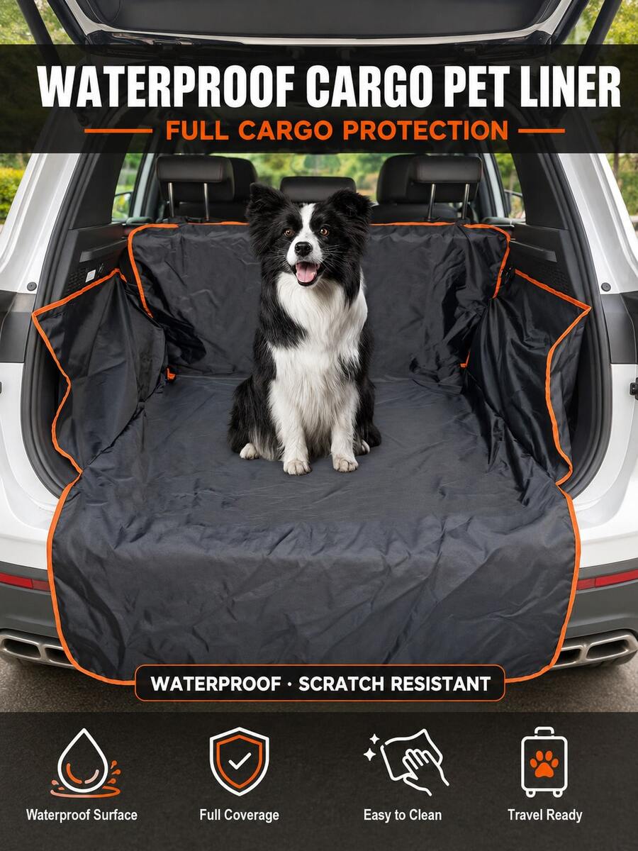 1pc Waterproof Wear-Resistant Car Pet Mat, Dog Trunk Liner, Car Interior Pet Protection Mat - Trunk Liner - View 1