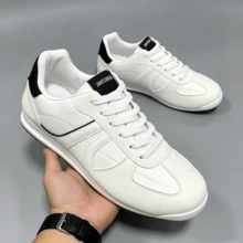 Men's College Style Minimalist Casual Shoes, Suitable For Office, Walking, Urban Sports - White/Black - View 1