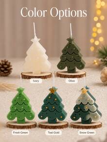 Christmas Tree Shaped Scented Candle, Holiday Christmas Decor Fragrant Candle, Cute Tree-Shaped Candle Ornament, Suitable For Holiday Table, Home Bedroom, Bookshelf Decoration, Creative Christmas Gift - Multi-color - View 7