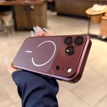 Apple 18 超薄金屬 PC 磁吸手機殼，相容 iPhone 18 Pro Max 18 Pro 17 Pro Max 16 15 14 13，附鏡頭保護背蓋，Apple 18 手機殼，Apple 17 手機殼，快速轉換防摔手機殼，手機配件 - 櫻桃紅 - 查看 4