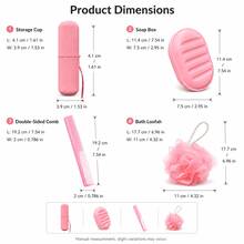 MONKIDS Set Perlengkapan Mandi Perjalanan Warna Pink 4 Buah, Perlengkapan Kamar Mandi Portabel dengan Kotak Sikat Gigi, Sisir Rambut, Kotak Sabun & Spons Mandi, Aksesori Perawatan Harian dengan Penyimpanan Ringkas untuk Perjalanan Bisnis dan Liburan - Watermelon Pink - View 8