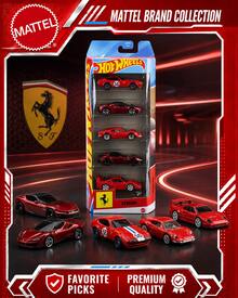 Mattel Hot Wheels Ferrari 5-Car Pack, 1:64 Scale Die-Cast Model Car Collection, Officially Licensed Set Of Five Iconic Red Ferrari Sports And Racing Vehicles For Collectors, Desktop Display, Shelf Decor And Auto Enthusiasts - Multicolor - View 1