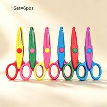 1/2/6pcs PP Material Wavy Edge Safety Scissors, Full Set Of Non-Repeating Pattern Multi-Function Craft Edge Cutting Tools, Suitable For Handmade DIY, Sewing Paper Cutting, Student Scrapbooking, Craft Making, Christmas Gift - Multicolor - View 16