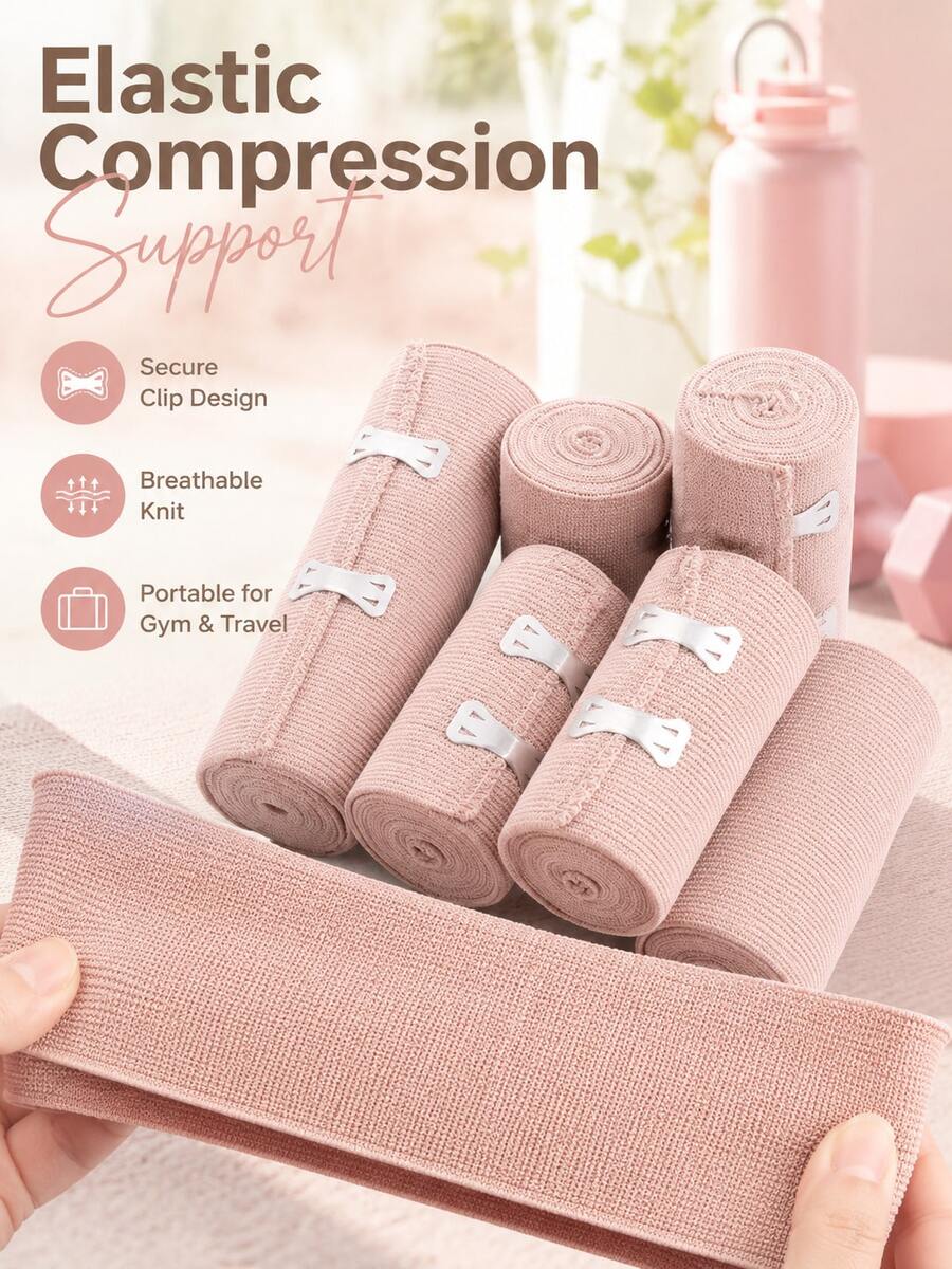 Premium Elastic Compression Bandage – High-Compression Wrap With Extra Clips; Suitable For Sports, Wrists, Ankles, And Feet. Durable Polyester Construction; Ideal For Wrist Wraps, Ankle Support, And Outdoor Activities.