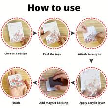 Kit Bahan DIY Magnet Kulkas Akrilik 10 Buah, Termasuk Pelat Akrilik 5x5cm, Pita Perekat Dua Sisi, dan Lembaran Magnet Lunak, Sempurna untuk Penggemar Magnet Kulkas Buatan Tangan, Cocok untuk Dekorasi Kulkas, Papan Tulis Kantor, dan Dapur - Kit Bahan Magnet Kulkas DIY - View 6
