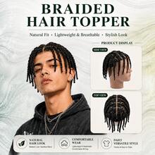 Men's Braided Hairpiece, Full Injection PU Base 100% Human Hair, 6 Inch Undetectable Invisible Men's Hair System, Ultra-Thin Breathable Skin-Tone Base Natural Hair System, Daily Men's Hair Replacement - Natural Black - View 9