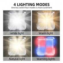 迷你太陽能 LED 燈，4 LED 便攜式手持工作燈，附磁吸固定，USB 與太陽能雙重充電，緊急、露營、停電、旅行必備 - 黑色 - 查看 2