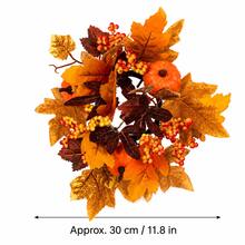 Autumn Harvest Pumpkin Wreath, 15 Inch Artificial Maple Leaf Wreath With Orange Pumpkins And Berries, Suitable For Front Door, Wall And Fireplace Decoration - Pumpkin Berries - View 14