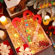 6/10/12/20pcs Large Christmas Candy Tubes, 9.8 Inches (Approx. 24.9cm) Plastic Candy Containers, Transparent Empty Candy Tubes With Red Decoration, Christmas Party Supplies, Red Fill, Holiday Fill, Candy Cane Shape, Suitable For Christmas Party - E-Red - View 2