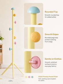 Compact Freestanding Coat Rack, Cute Style 65 Inch (Height) Coat Rack - Mushroom Shaped Design, Eye-Catching Appearance, Strong Load-Bearing Capacity, Easy Installation, Suitable For Dorms And Various Other Scenarios - Multicolor - View 8