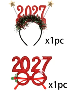 6/2pcs 2027 Christmas Costume Accessory Set, Includes Star Headband And Decorative Glasses, Suitable For Christmas Decoration, Holiday Party And Atmospheric Photo Props, Applicable For Christmas, Theme Party And New Year Party - Multicolor - View 11