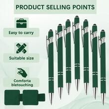 30pcs Dark Green Touch Screen Stylus Ballpoint Pens, Includes 5 Pen Holders, Retractable Metal Clip Dual-Use Writing Pens, Office Nurse School Portable Stationery Gift Set - 30 Pens, 5 Pen Clips - View 3