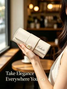 Personalized Daisy PU Leather Fashion Glasses Case, Portable Eyeglass Holder, Portable Storage Box For Women Travel Everyday Carry Bridesmaid Birthday Gift - Multicolor - View 4