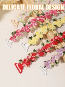 Women's Plus Size Sweet Floral Embroidered Lace Decorated Adjustable Spaghetti Straps, Suitable For Various Occasions - Multicolor - View 4