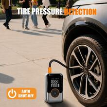 Portable Tire Inflator With Digital Pressure Gauge, LED Light And Multiple Nozzles, Suitable For Cars, Motorcycles, Bicycles And Other Inflatables, 1500mAh 7.4V - Black - View 5