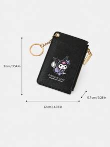 SANRIO 1Pc Card Holder With Keyring, Zipper Coin Pocket & ID Window, Cute Hello Kitty Kuromi Cinnamoroll Card Case For Women - Multicolor - View 8
