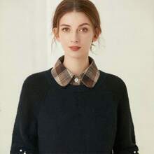 1pc Plaid Fake Collar For Women, Autumn/Winter Versatile Decorative Collar, Half-Shirt Style Sweater Inner Layer, Multi-Functional Casual Fake Collar - Multicolor - View 5