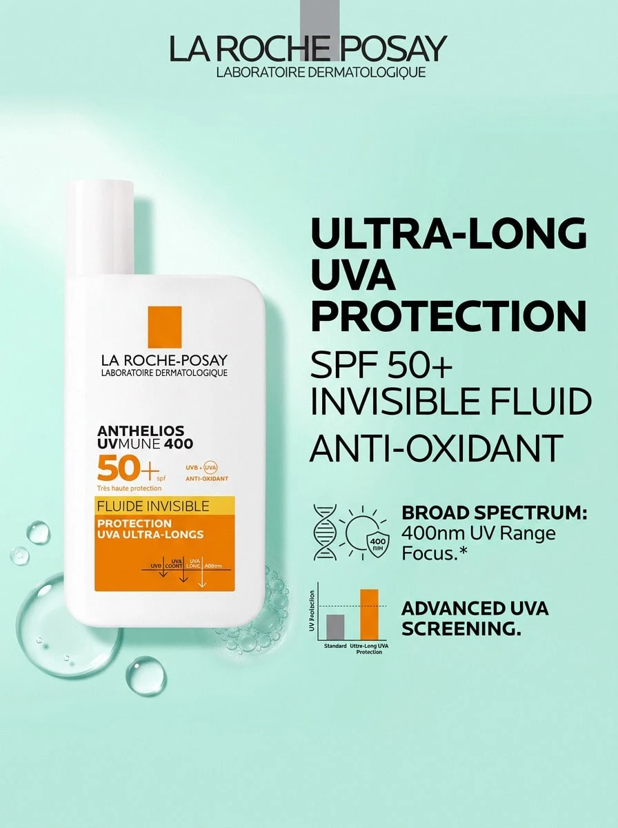La Roche-Posay La Roche Posay Anthelios UVmune 400 Invisible Fluid SPF50+ 50ml – Sunscreen, SPF 50+, For Sensitive Skin, Mexoryl 400, Suitable For Daily Facial Protection - Scented - View 1