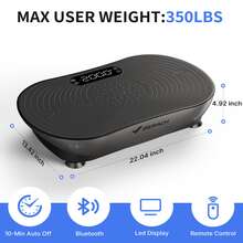 MERACH Vibration Plate Exercise Machine, Vibrating Platform For Lymphatic Drainage Weight Loss Muscle Activation, Full Body Home Exercise Equipment With LED Touch Screen Bluetooth Pull Cord - UK Plug(220-240V) - View 14