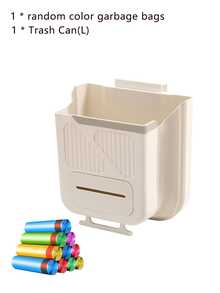 Folding Hanging Kitchen Waste Trash Can,Small Kitchen Compost Bin For Food Scraps, Wall-Mounted Trash Can For Cabinet Doors Toilets Bathrooms, Cars And Rvs - Multicolor - View 13
