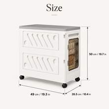 Foldable Rolling Storage Cabinet With Flip-Top Lid And Side-Opening Door, Ultra-Thin Mobile Storage Unit With Transparent Window And Wheels, Suitable For Bedroom, Living Room, Home Office And Small Spaces - Multicolor - View 5