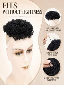 Peluca de 6 pulgadas para hombre con rizos espirales, 100% cabello humano, textura de rizos espirales africanos, base de malla tejida a máquina, transpirable y cómoda, estilo de cabello corto natural y voluminoso, sin pegamento, fácil de usar, peluca de cabello humano africana de moda para uso diario - Natural Black - Ver 7