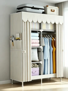 1pc Large‑Capacity Simple Portable Wardrobe‑Equipped With Non‑Woven Fabric Cover, Easy To Install, Space‑Saving, Large Storage Capacity,Stable Structure,Floor‑Standing Clothes Storage Rack,Suitable For Bedrooms,Living Rooms,Dormitories And Apartments - Multiple Specifications - View 1