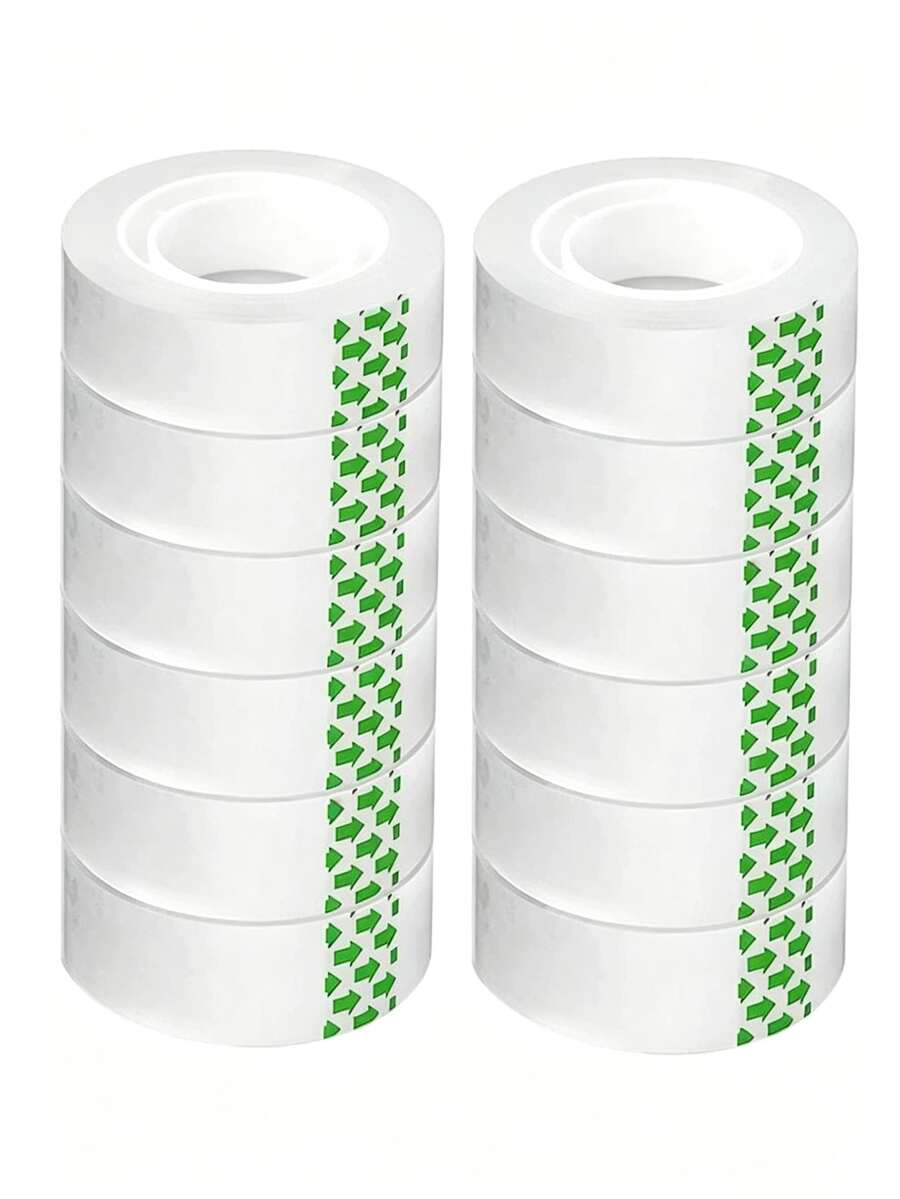 6/12 Rolls Clear Tape Refill, 0.7 Inch X 1102 Inch Clear Tape For Gift Wrapping, Home, Office, School, Shop - Transparent - View 1