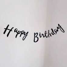 1pc Black Handwritten Happy Birthday Paper Banner, Simple Versatile Easy To Hang, Suitable For Birthday, Wedding, Valentine's Day, Back To School And Various Occasions, Practical Gift For Party And Home Decor - One Size Fits All - View 8