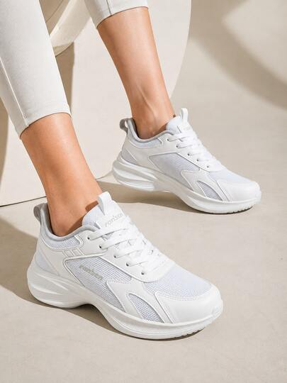 RENBEN 1 Pair Women's Summer Sports Casual White Patchwork Slip-On Comfortable Sneakers, Suitable For Outdoor Activities