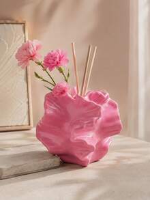 Ins Style Lotus Leaf Pattern Reed Diffuser Vase, 3D Wavy Texture Glossy Finish, Suitable For Aroma Sticks & Dried Flowers, Create Cozy Home Fragrance Corner - Ins-style Aesthetic Aroma Diffuser Bottle - View 10