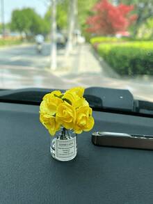 Exquisite Craftsmanship Mini Rose Car Interior Ornament - Pink Rose Car Dashboard Decoration - A - View 6