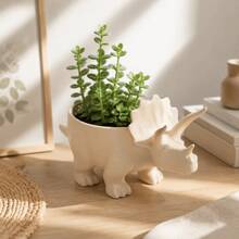 1PC Cute 3D Printed Dinosaur Flowerpot Decoration Desktop Decor Mini Flower Pot Potted Plant Plant Planting Container Balcony - A - View 2