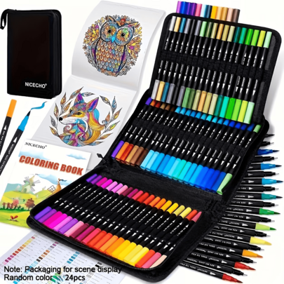 168 Colors Dual-Tip Colored Drawing Pens, Colored Fine Line Pens - Multiple Tip Drawing Tools, Suitable For Sketching/Outline/Calligraphy - High Precision Art Supplies, 12 Colors/24 Colors/168 Colors Dual-Tip Drawing Pens, Colored Marker Set, Suitable For Artists And Coloring, Watercolor Pens For Painting And Doodling, Fine Tip Pens Suitable For DIY Photo Albums, Black Cards, Collage, Crafts, Ceramics, Stones, Glass, Birthday Gifts, Christmas, Halloween, New Year Gifts And Friends Gifts! Easter Gifts
