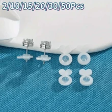 2/10/15/20/30/50Pcs Silicone Earring Backings, Suitable For Heavy Earrings, Invisible Lift Support Pads, Prevent Ear Lobe Sagging, Secure Earring Lifters, Suitable For Studs And Dangle Earrings - Earring Accessories - View 2