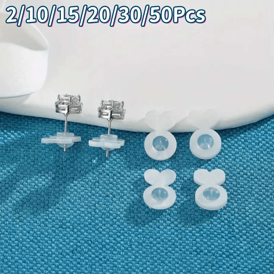 2/10/15/20/30/50Pcs Silicone Earring Backings, Suitable For Heavy Earrings, Invisible Lift Support Pads, Prevent Ear Lobe Sagging, Secure Earring Lifters, Suitable For Studs And Dangle Earrings