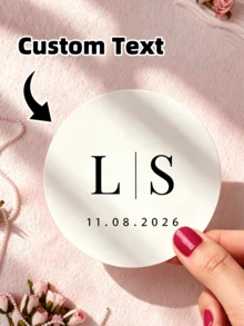 1/30/60/120/180pcs Customizable Round Text Stickers, PVC Waterproof & Oil-Proof, Suitable For Gift Bags, Gift Boxes, Invitations, Vase Decoration, Ideal Gift For Parents, Lovers, Friends, Colleagues, Perfect For Weddings, Birthdays, Parties, Bachelor Parties, Engagement Parties - Multicolor 1 - View 1
