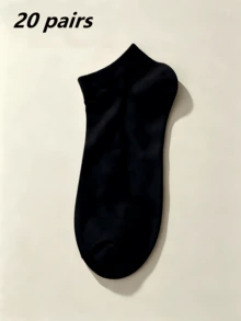 20 Pairs Unisex Korean Style Pure White Invisible Low-Cut Boat Socks, Thin Sweat-Absorbent, Suitable For Spring/Summer Sports, Can Be Paired With Skirts - Multicolor - View 8