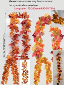 200cm/100cm Artificial Maple Leaf Garland, Autumn Maple Leaf Vine Garland, For Thanksgiving, Halloween, Home, Porch, Mantel, Farmhouse And Other Places Harvest Decoration (Autumn) Home Decor, Halloween Decor, Room Decor - Multicolor - View 9
