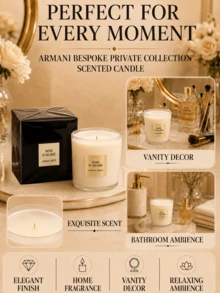 Giorgio Armani Armani 高定私藏香氛蠟燭，阿拉伯玫瑰，居家香氛，精緻裝飾，奢華香氛，細節優雅，適合送禮，精煉燃燒，化妝台裝飾，浴室氛圍 - 阿拉伯玫瑰 - 查看 8