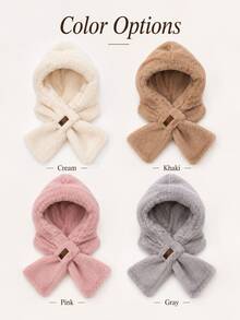 1pc Soft Thick Warm Lining Striped Knit Hat With Ear Protection, Foldable Design, Non-Elastic, Hand Washable, Cross Collar Neck Warmer Hat, Comes With Random Decorative Accessories, Fashionable Style Valentine's Day Gift - Multicolor - View 4
