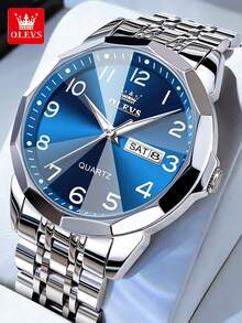 OLEVS 9970 Man Watch Fashion Rhombus Mirror Digital Dial Auto Date Week Waterproof Luminous Original Luxury Quartz Watch For Men - One Size Fits All - View 17